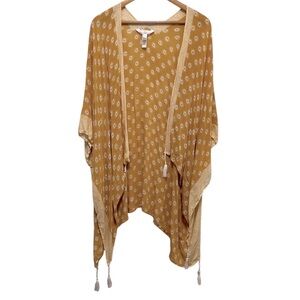 LC Floral Sunny Yellow Tassel Lightweight Kimono Os